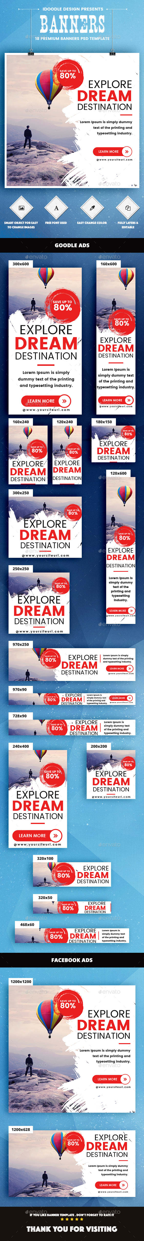 Travel Banners Ads - Banners & Ads Web Elements