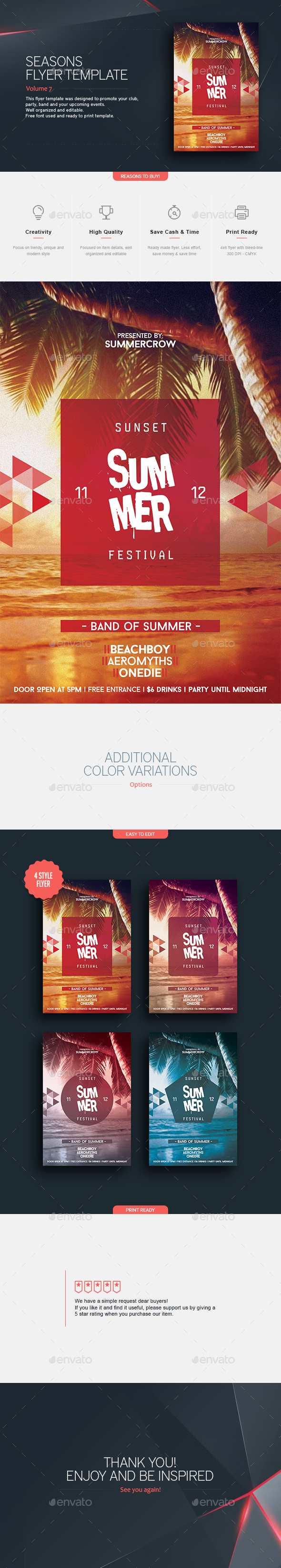 Summer Festival - Flyer Template - Clubs & Parties Events