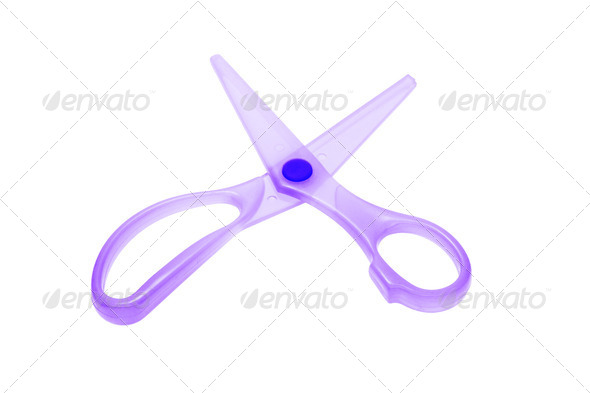 Purple plastic scissors - Stock Photo - Images