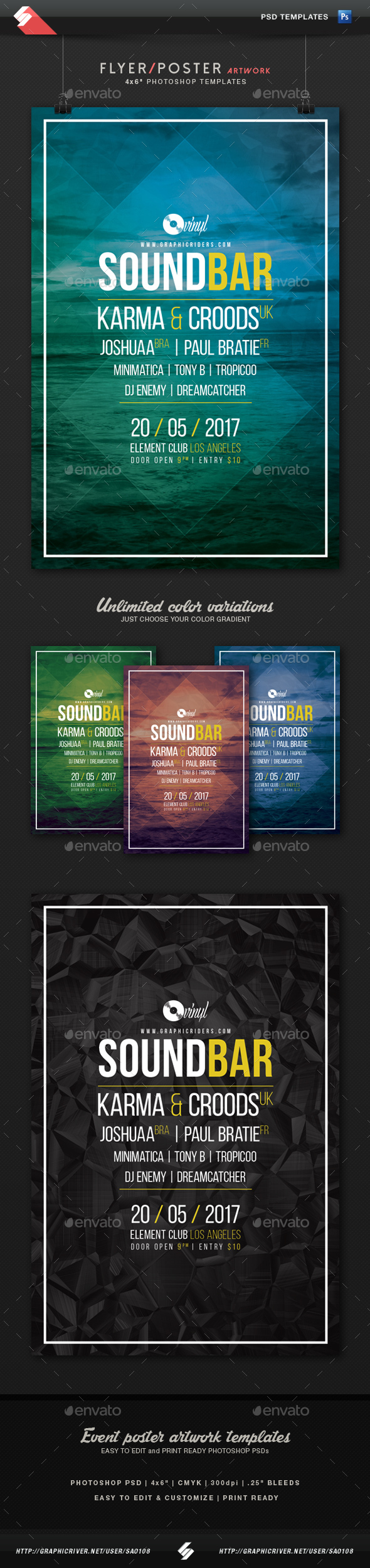 Sound Bar - Minimal Party Flyer Template - Clubs & Parties Events