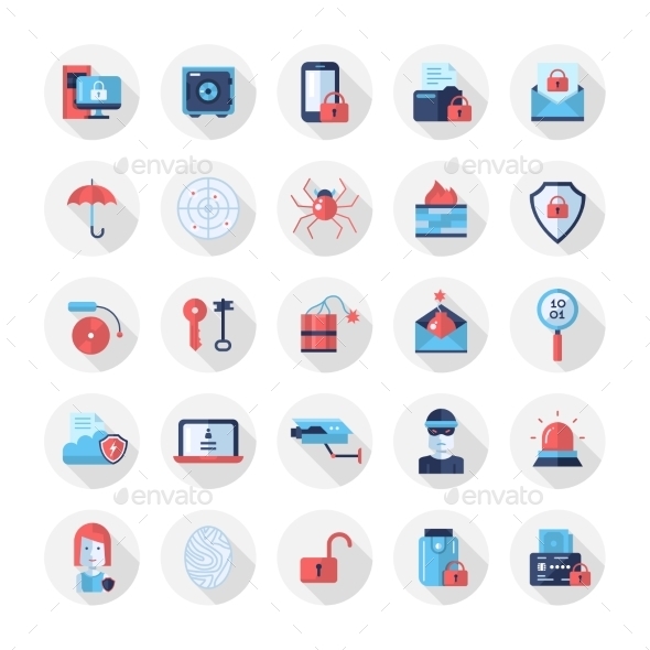 Security, Protection Modern Flat Design Icons - Computers Technology
