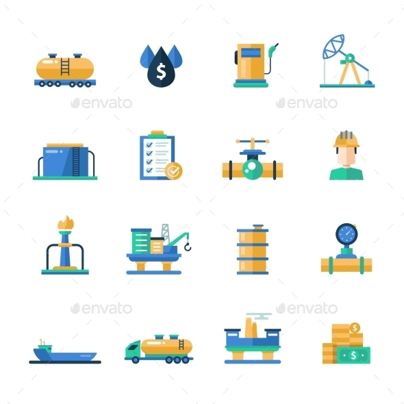 Oil and Gas Industry Modern Flat Design Icons - Industries Business