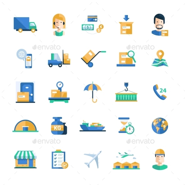 Delivery Service Modern Flat Design Icons - Industries Business