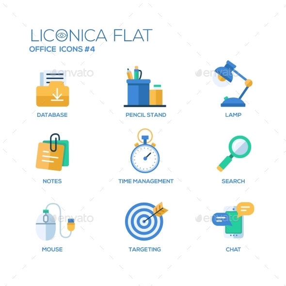 Set of Modern Office Flat Design Icons - Concepts Business