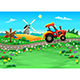 Landscape with Tractor on the Road, Vectors | GraphicRiver