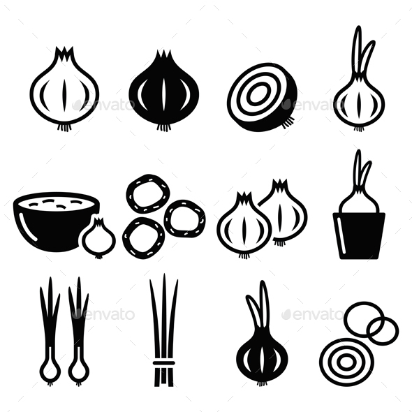 Onion Icons Set - Food Objects