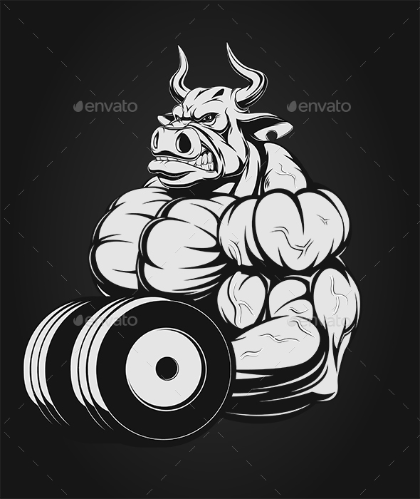 Ferocious Bull with Dumbbells - Sports/Activity Conceptual