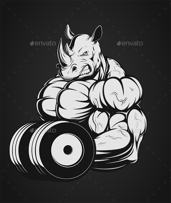 Rhino with Dumbbell - Sports/Activity Conceptual