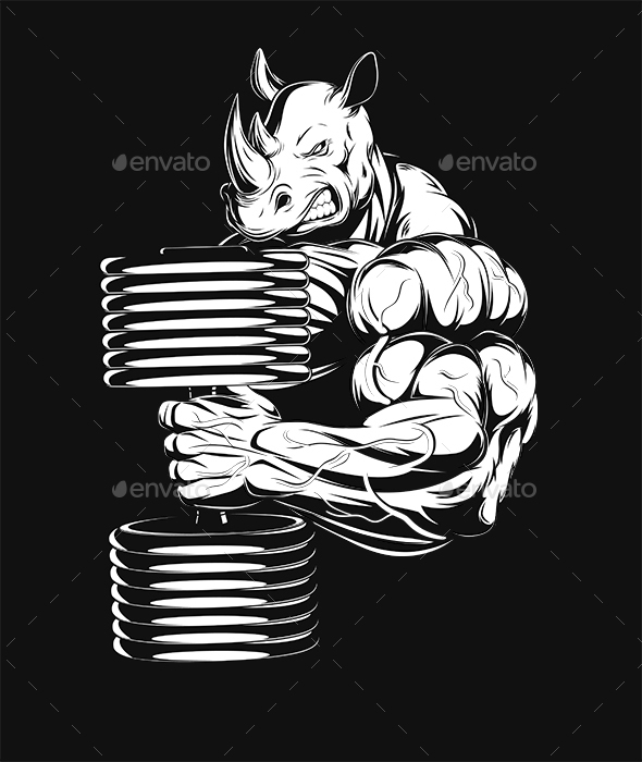 Rhino with Dumbbell - Sports/Activity Conceptual