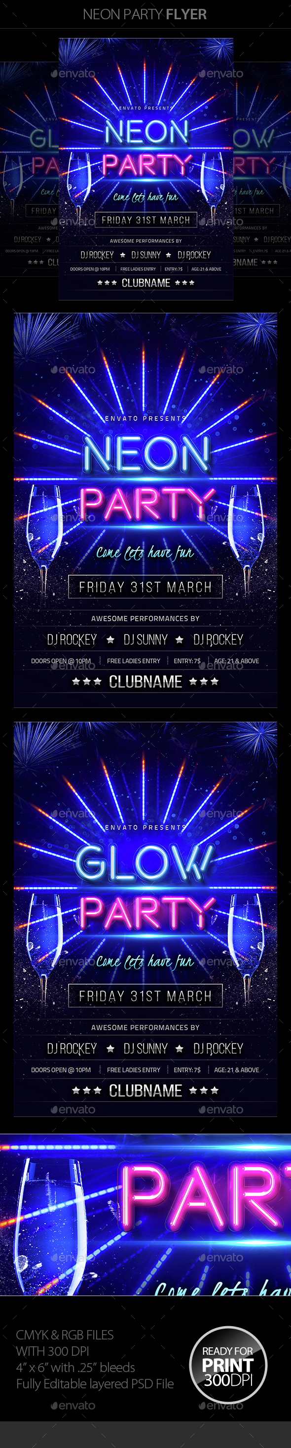 Neon Party Flyer - Clubs & Parties Events