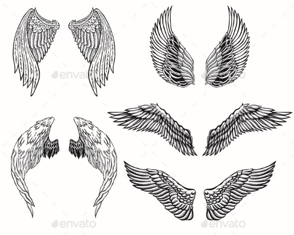Wings tattoo art | Public domain vectors