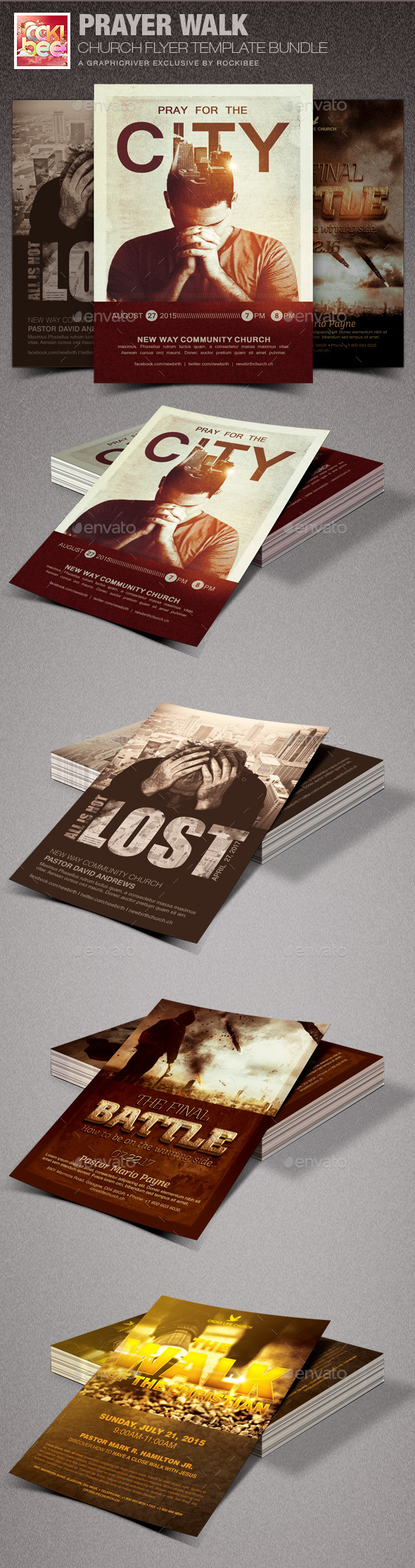Prayer Walk Church Flyer Template Bundle - Church Flyers