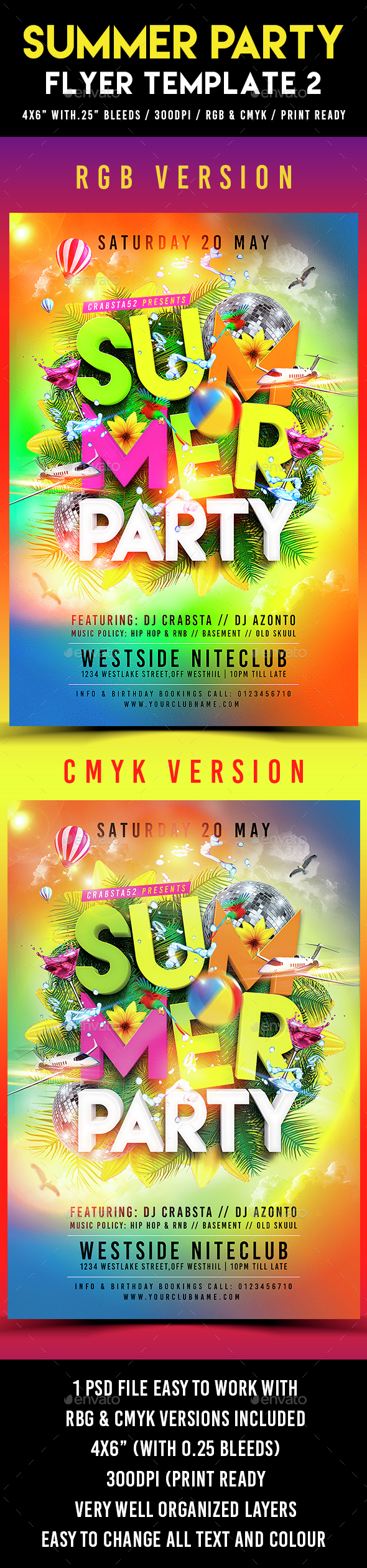 Summer Party Flyer Template 2 - Clubs & Parties Events