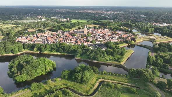 Fortified Ancient Old Historic Town of Naarden Vesting Overhead Aerial Drone View of Monumental alt