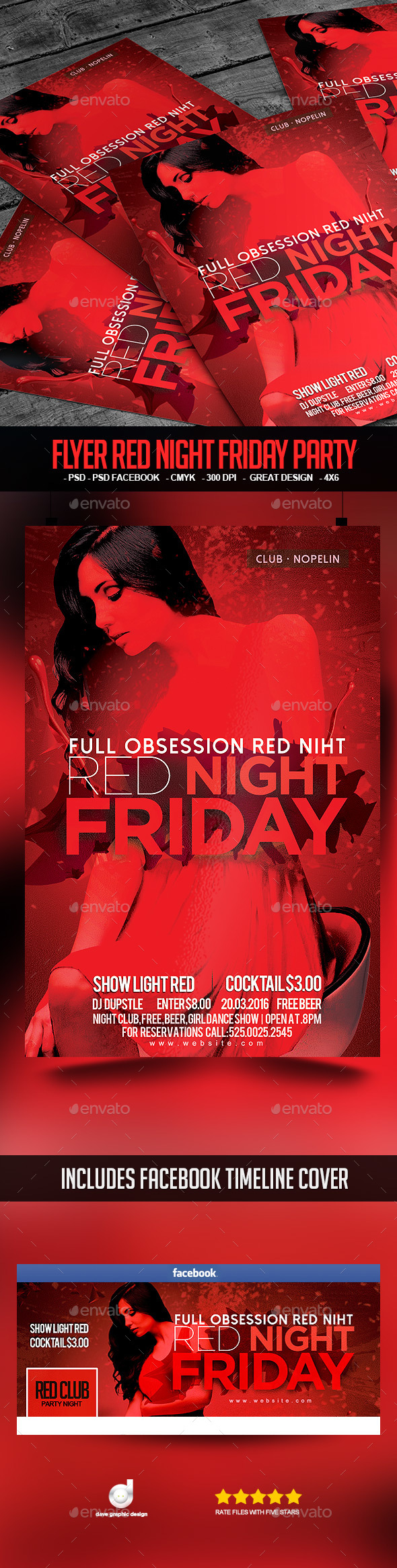 Flyer Red Night Friday Party - Clubs & Parties Events