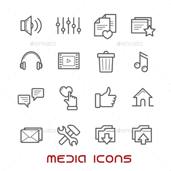 Multimedia And Media Thin Line Icons - Media Icons