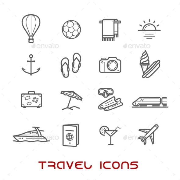 Travel And Leisure Thin Line Icons - Miscellaneous Icons