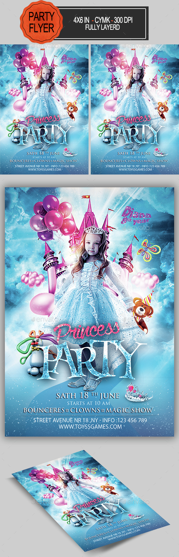 Princess Birthday Party Flyer - Clubs & Parties Events