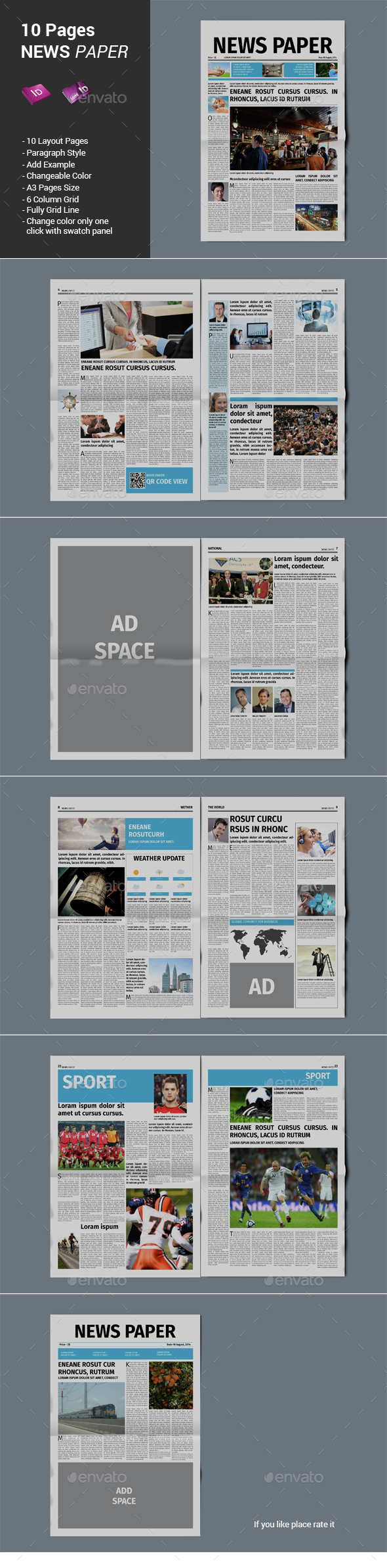 10 Pages Newspaper - Newsletters Print Templates