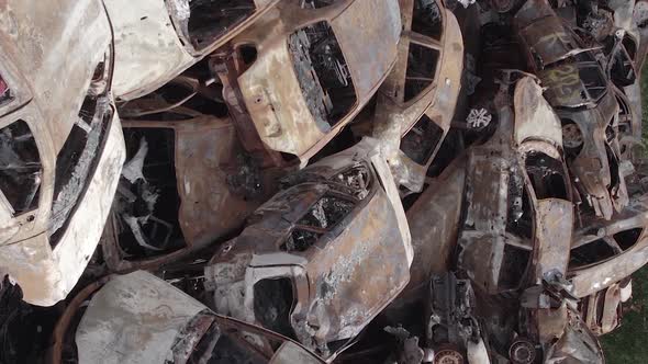 Vertical Video of the War in Ukraine  Destroyed Cars alt