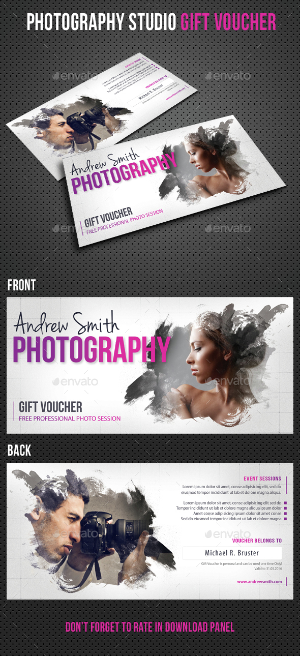 Photography Studio Gift Voucher 09 - Cards & Invites Print Templates