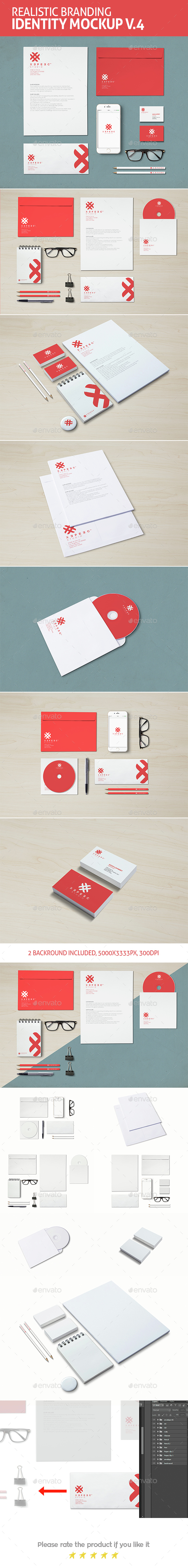 Realistic Branding & Identity Design Mockups V4 - Stationery Print