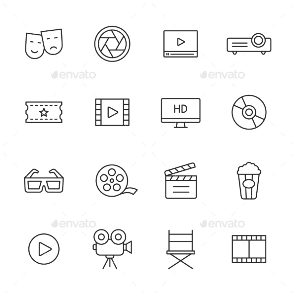 Movie Line Icons - Media Icons