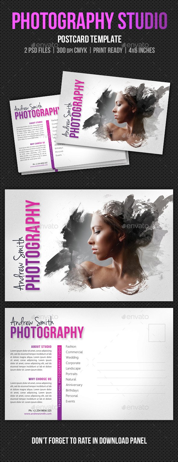 Photography Studio Postcard Template V04 - Cards & Invites Print Templates