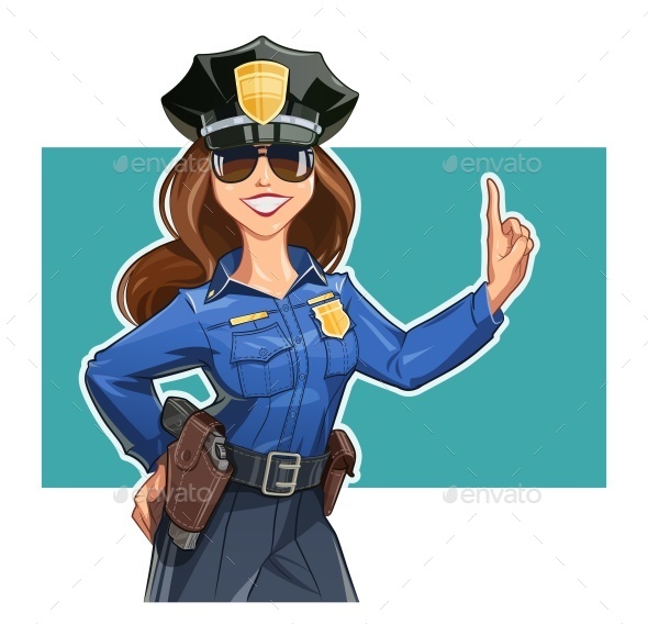 Girl Police-officer in Uniform - Vectors