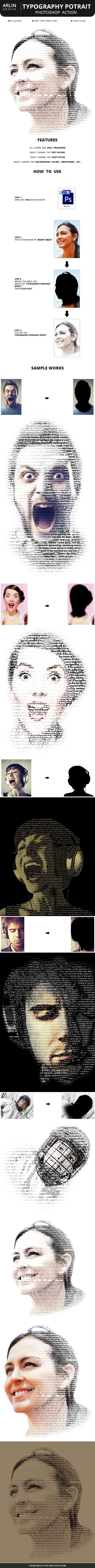 Typography Portrait Photoshop Action - Photo Effects Actions