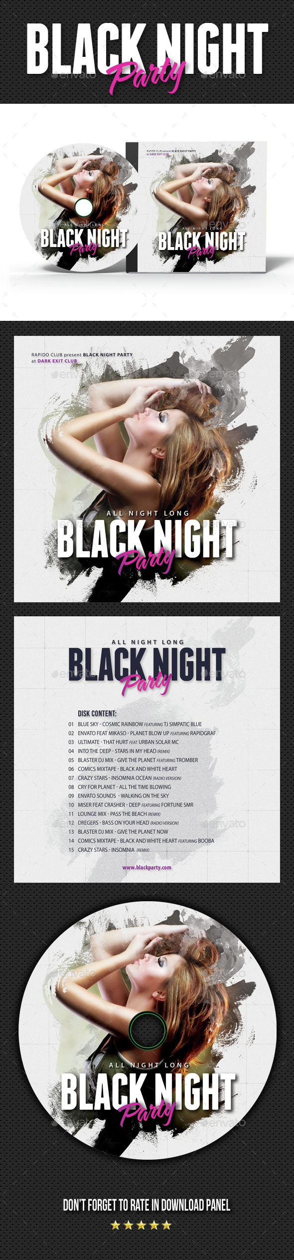 Black Party Event CD Cover Artwork - CD & DVD Artwork Print Templates
