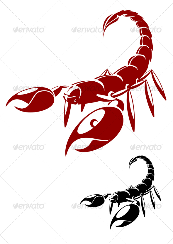 Isolated scorpion in danger pose - Tattoos Vectors