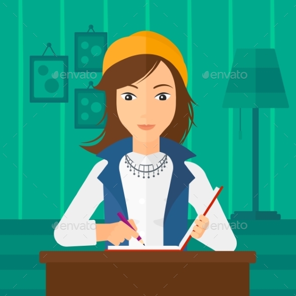 Reporter with Writing Pad - People Characters