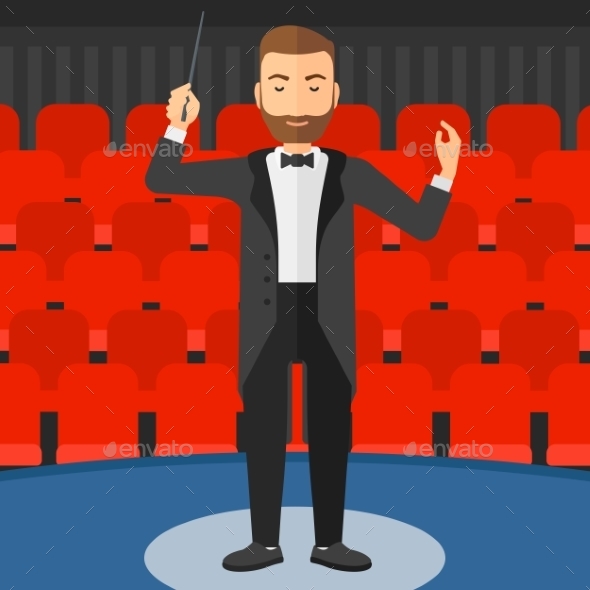 Conductor Directing with Baton - People Characters