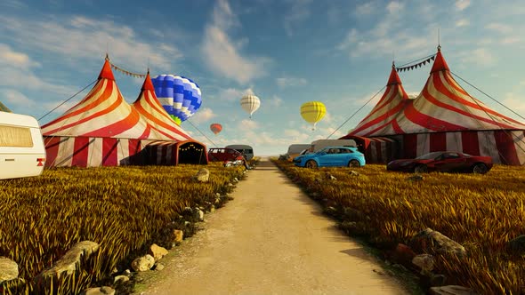 Circus tents in the meadow