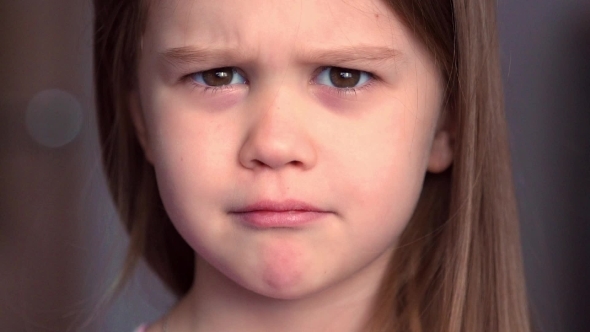  Portrait Of Emotional Little Girl