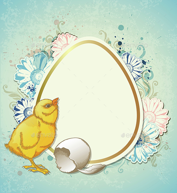 Easter Background with Chicken - Miscellaneous Seasons/Holidays