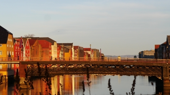 Bridge To Famous Wooden Colored Houses alt