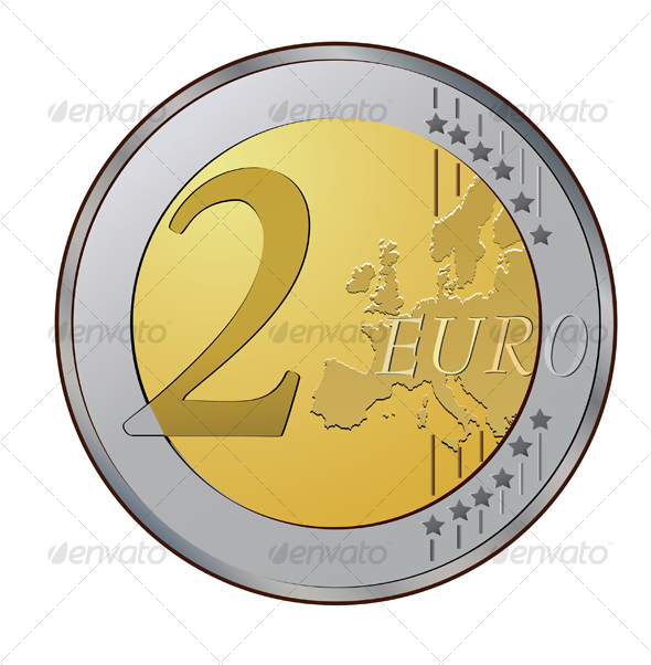 Two euro coin - Objects Vectors