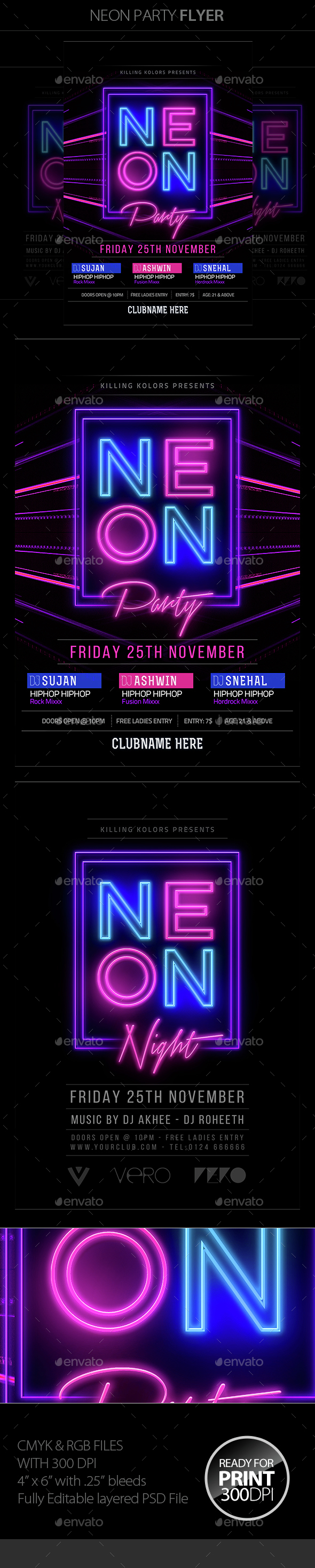 Neon Party Flyer - Clubs & Parties Events