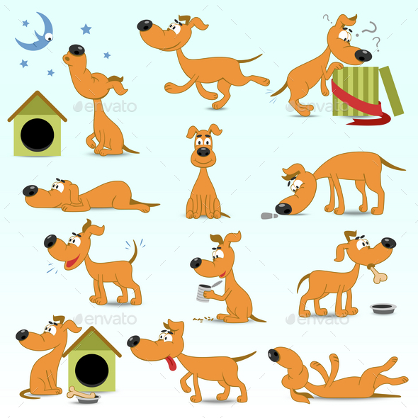 Set of Cartoon Dogs - Animals Characters