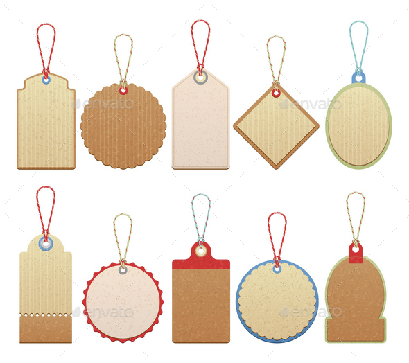Set of Paper Labels - Decorative Symbols Decorative
