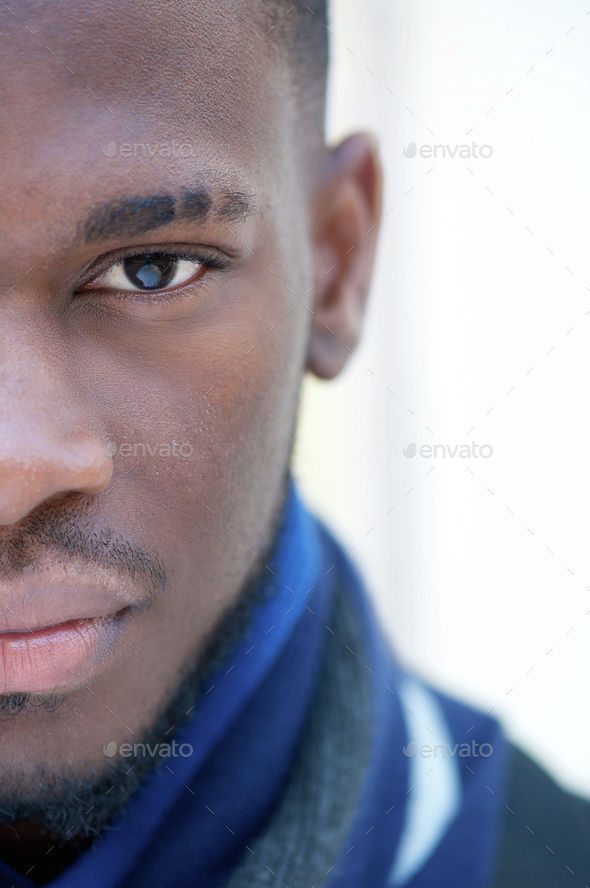 Half face portrait of an african american man