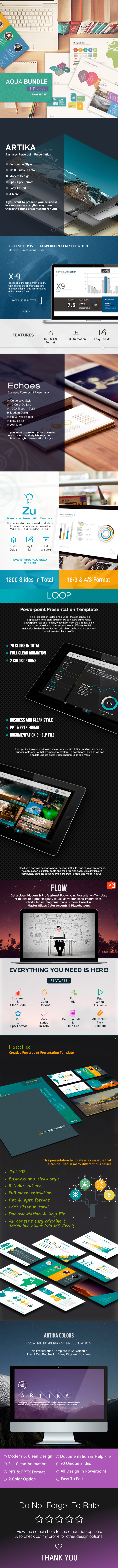 Aqua Bundle - 8 in 1 - Business PowerPoint Templates