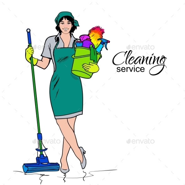 Woman In Uniform. Cleaning Services. - Concepts Business