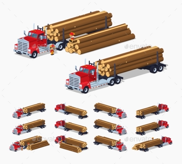 Log Truck With The Pile Of Logs - Man-made Objects Objects