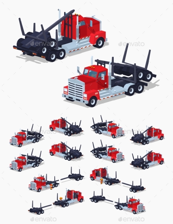 Folded Log Truck - Man-made Objects Objects