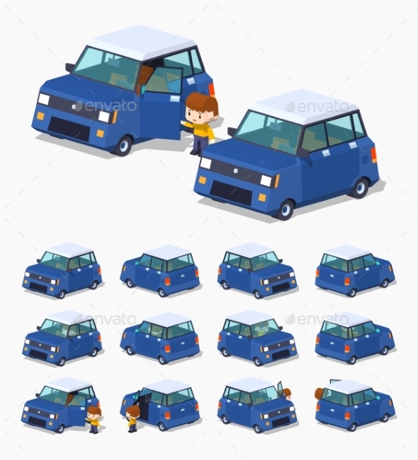 Modern Blue Hatchback - Man-made Objects Objects