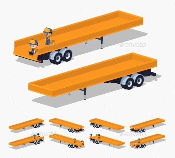 Trailer With The Yellow Open Platform - Man-made Objects Objects