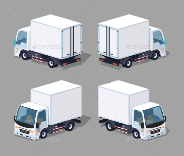 White Cargo Truck - Man-made Objects Objects